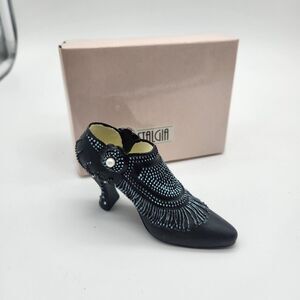 Nostalgia If The Shoe Fits Black Resin Miniature Victorian Shoe in Box
